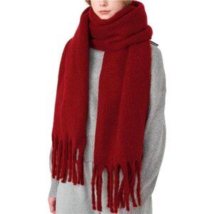 Women Cashmere Feel Scarf, Soft Warm Burgundy